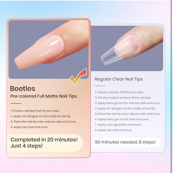 Gel Nail Tips 240Pcs Neutral Medium Coffin Colored False Nail Acrylic Nails FC6 - Picture 4 of 7